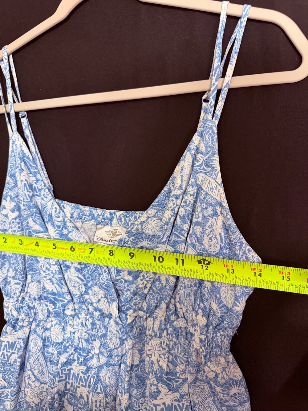 Disney Cruise dress Blue & White Floral Mini Sundress Castaway Spaghetti Straps - Picture 6 of 8